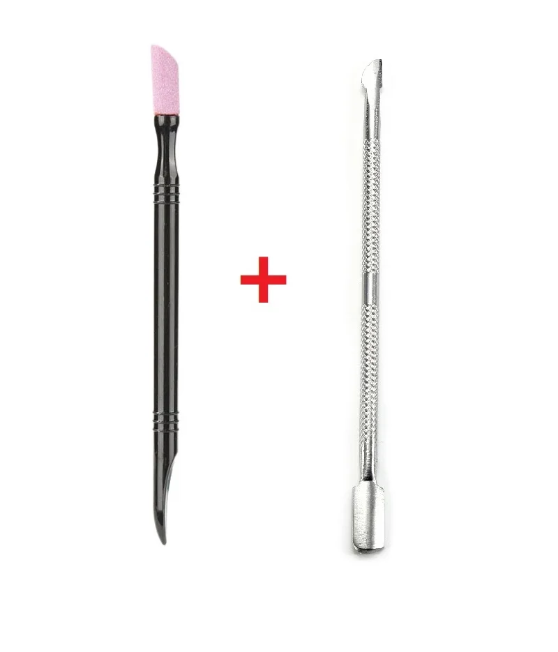 

1/2Pcs Stainless Steel Double Head Cuticle Pushers Quartz Stone Scrub Pen Dead Skin Trimmer Manicure Pedicure Cutter Nail Art