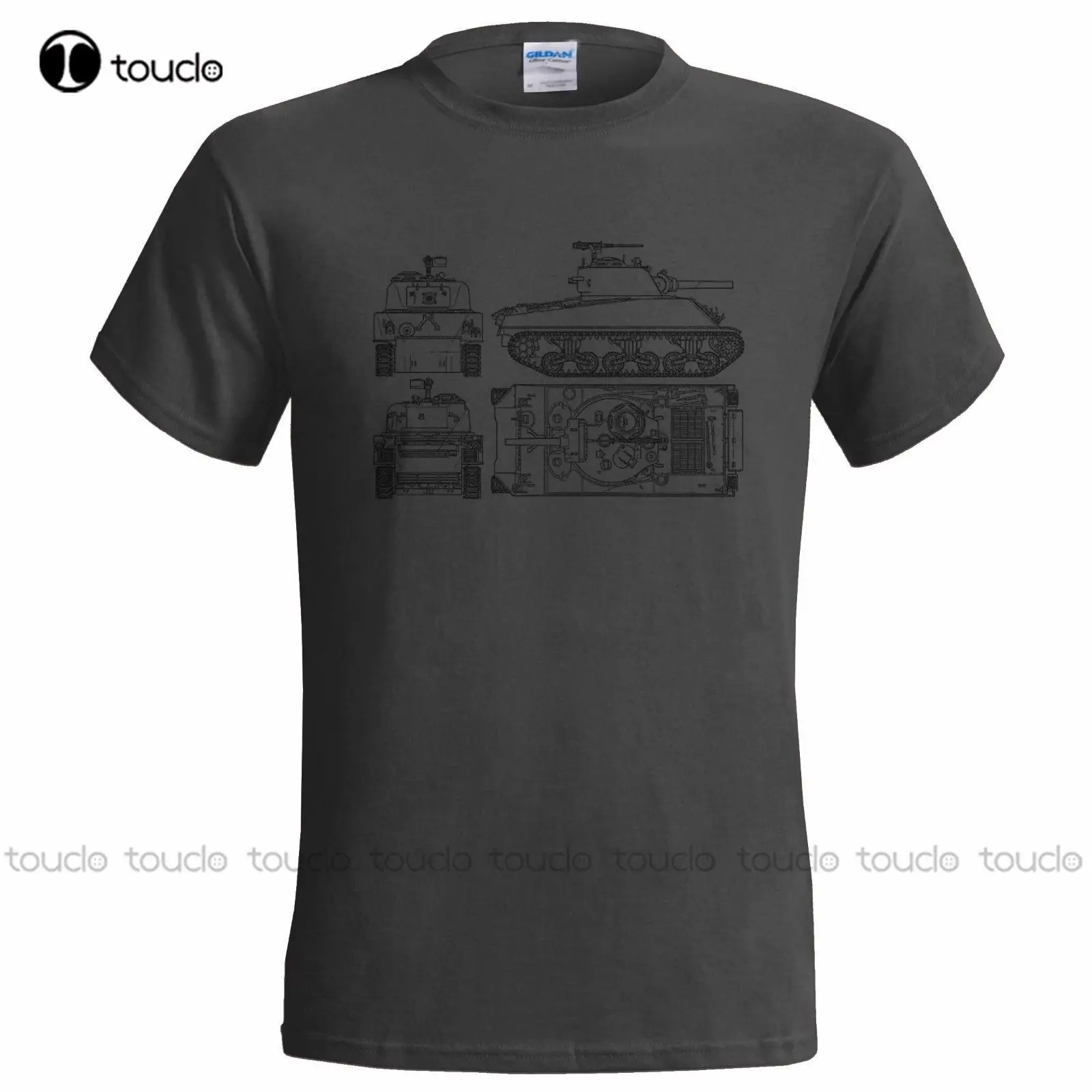 

Men Fashion Funny Streetwear Brand Clothing M4 A3 Sherman Tank BlueprintMilitary World War Us Army American Make At Shirt