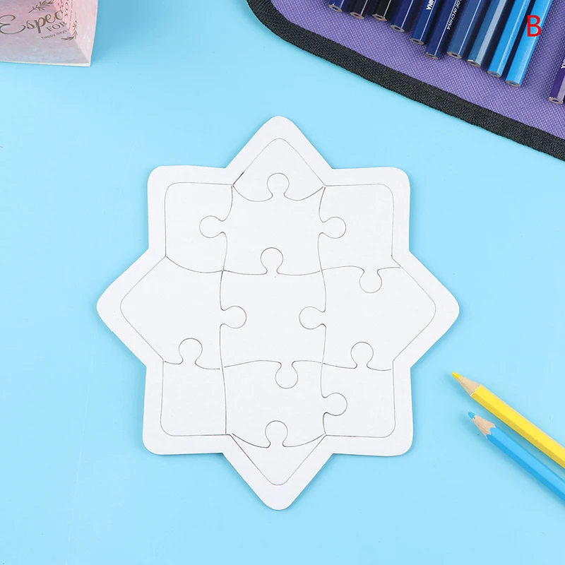 

Blank Coloring Puzzle Paper White Mold Board Children DIY Production Puzzle Coloring Graffiti Painting Children Educational Toys