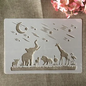 Трафареты для рисования на стену, A4, 29 см, лунный метеор, слон, жираф, раскраска для скрапбукинга, тиснильный альбом