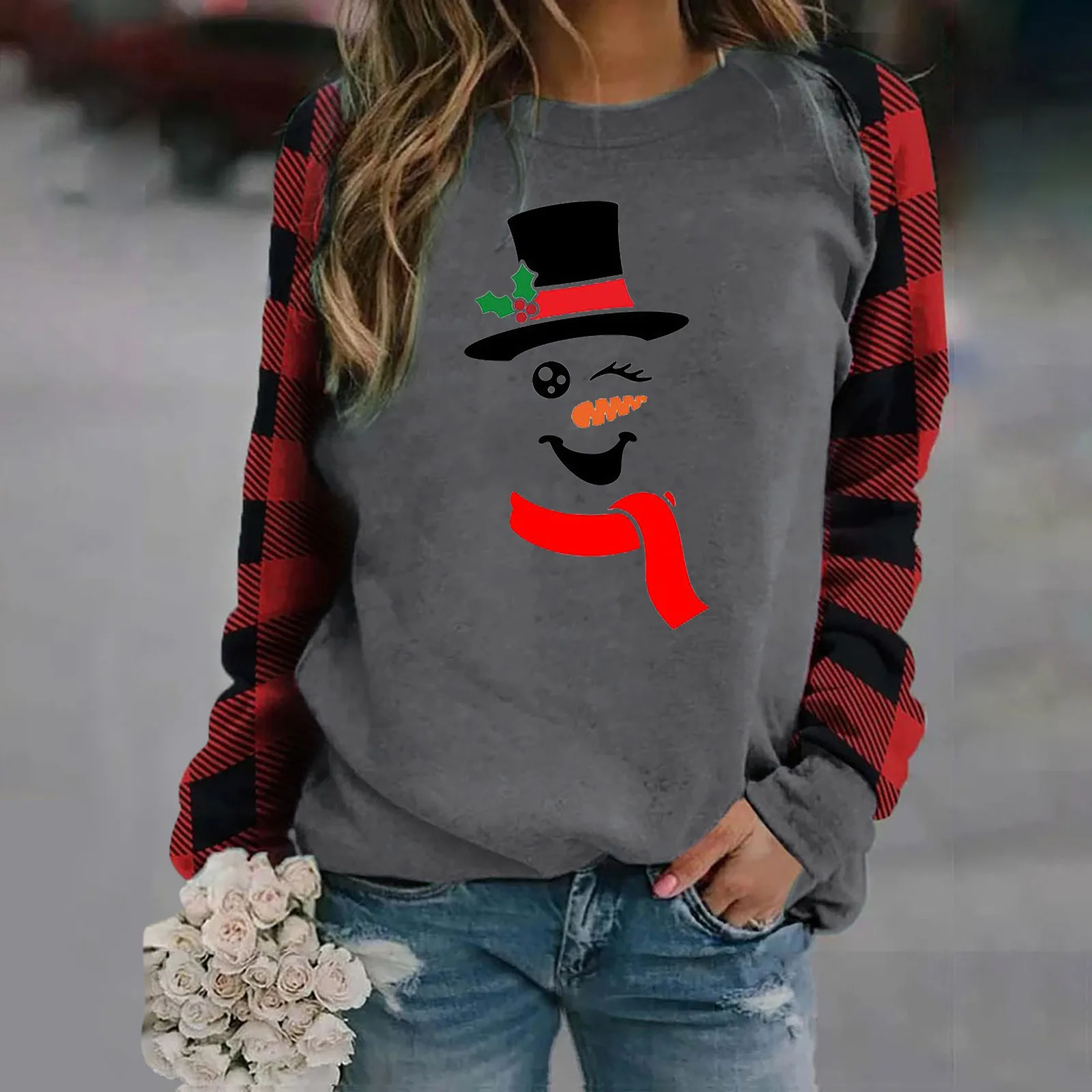 

Snowmen Print Sweatshirt Chirstmas Theme Casual Hoodies Long Sleeve Pullover O Neck Hoody Streetwear Xmas Festival Clothes