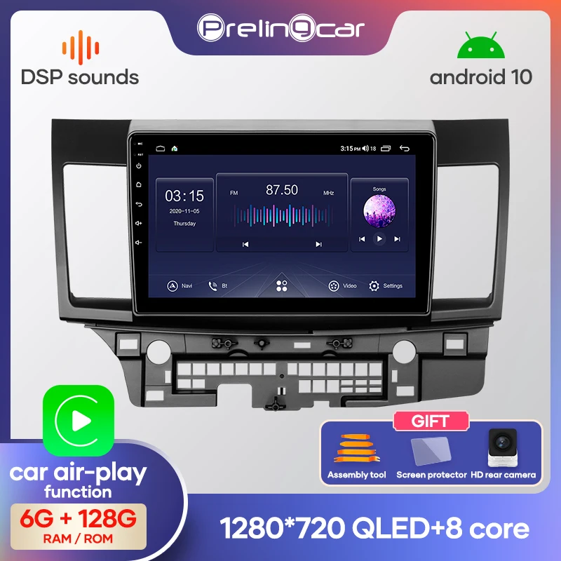 Prelingcar для Мицубиси Лансер 10 авто магнитолы До 4G+64G Android 8 ЯДЕР DSP Навигация GPS