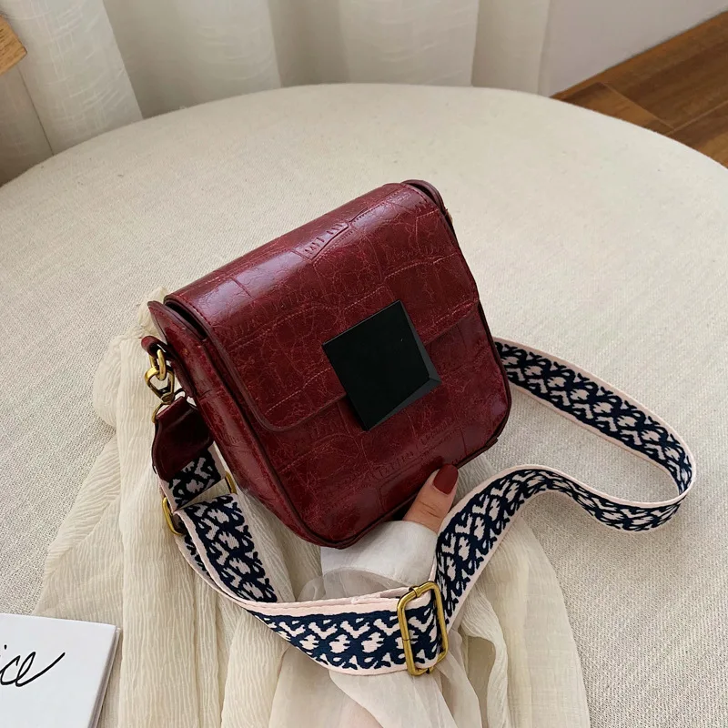 Hot Sale 2019 Bags Women Fashion Simple Stone Pattern Shoulder Bag Summer New Small Square Wide Messenger | Багаж и сумки