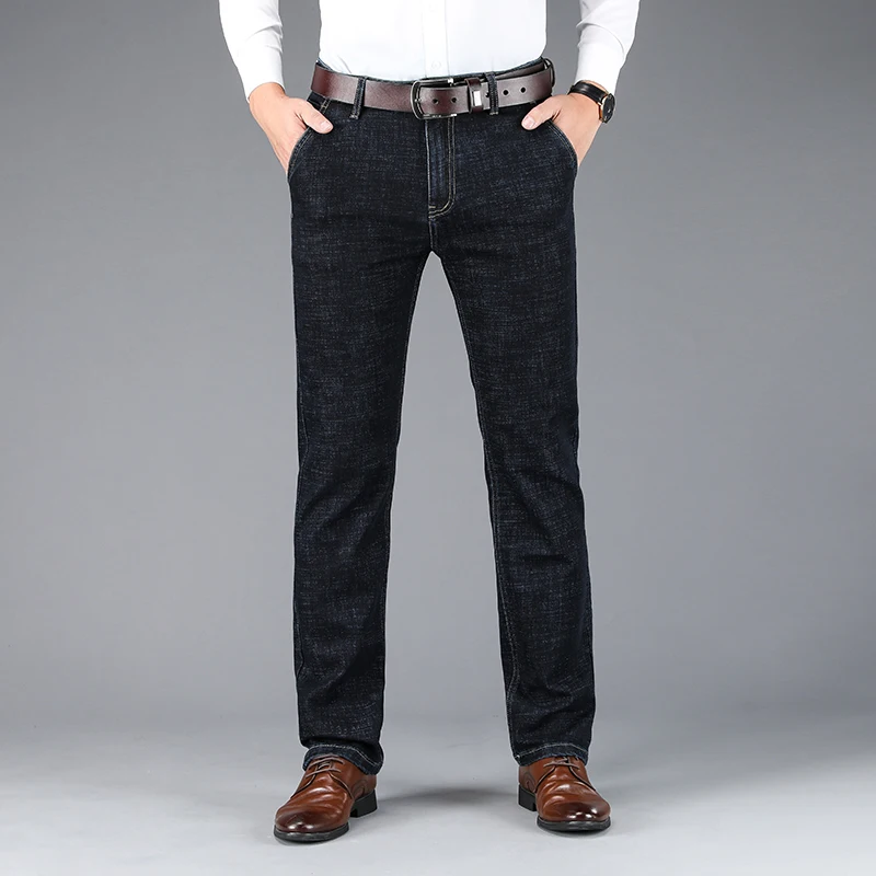 Business Casual Jeans Homme Blue Black Pantalon Spijkerbroeken Heren Pants Biker Trousers Baggy Slim Fit Denim High Quality Soft