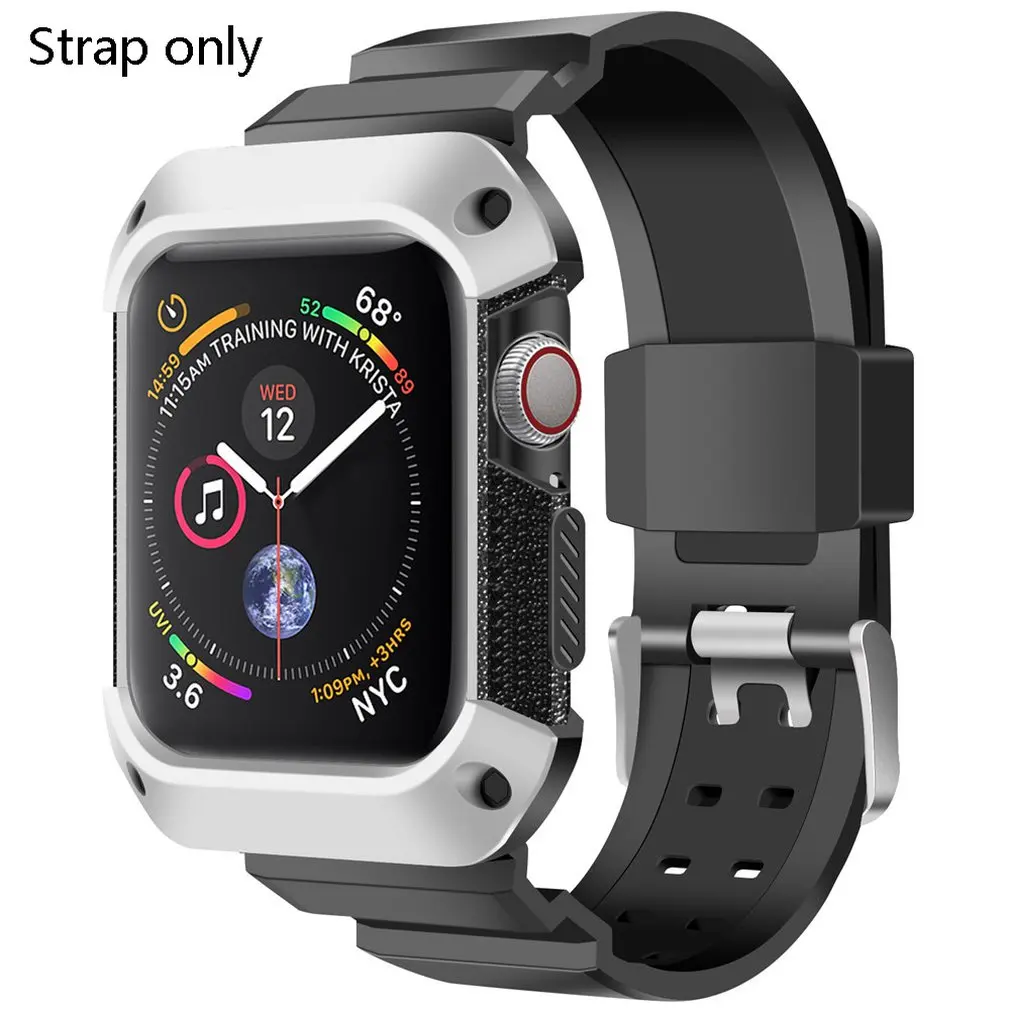 Подходит для Apple Watch 4 двухцветные ТПУ цельный браслет с защитой от падения