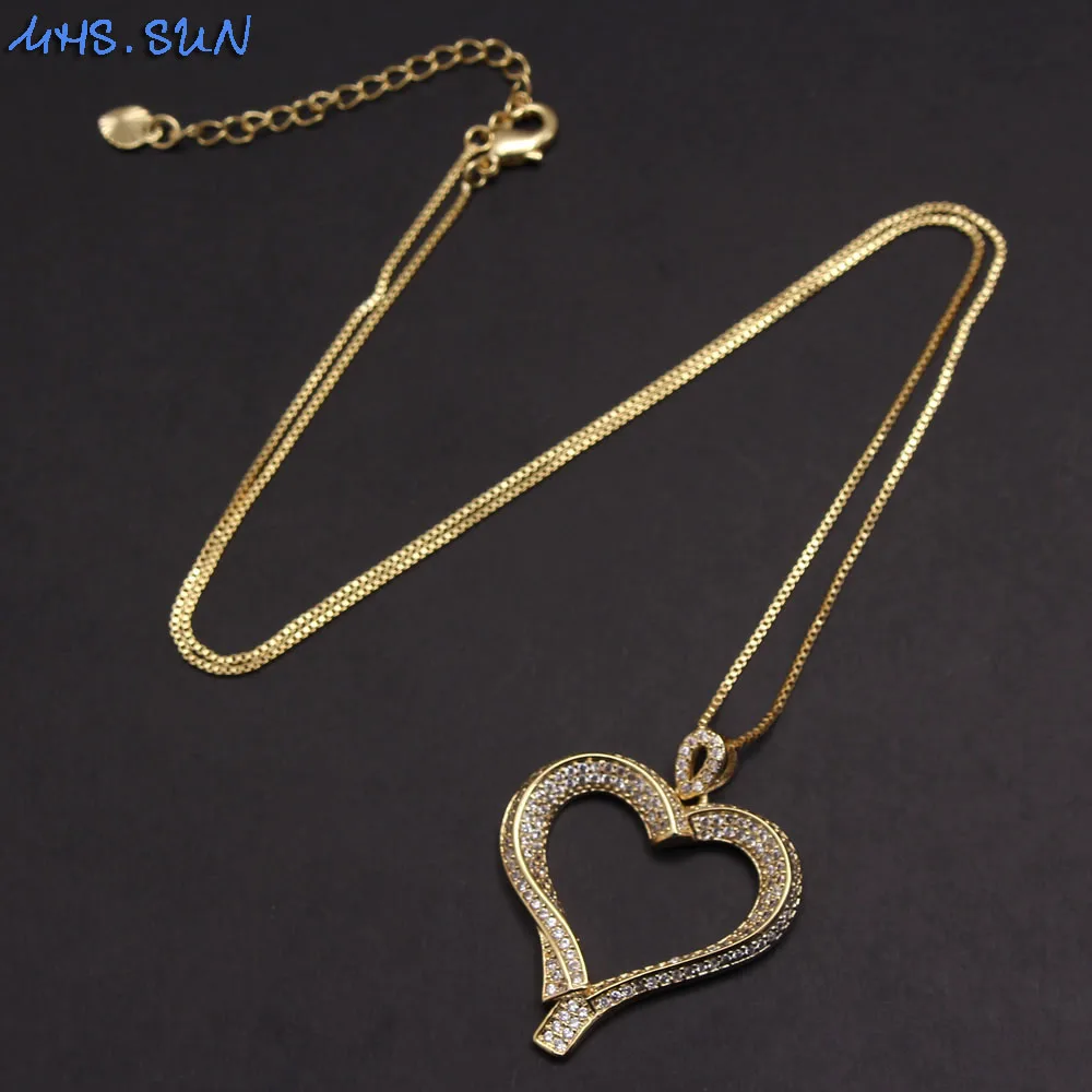 Винтажное женское ожерелье MHS.SUN с кулоном в виде сердца из циркония класса ААА
