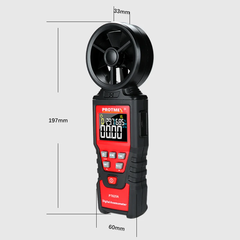 Digital Anemometer Handheld Wind Speed Meter Gauge Air Volume Meter Air Velocity Measuring Flow Meter Via LCD Screen