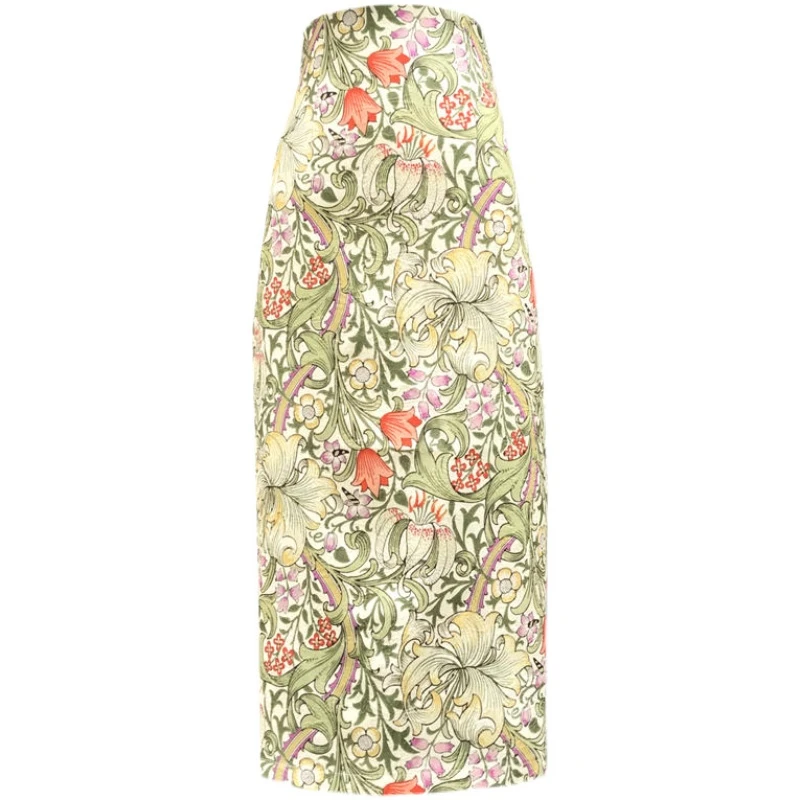 

Women 2021 Summer Skirts High Waist Satin Floral Printed Skirt American New Sexy Pencil Skirts Above Knee Y638