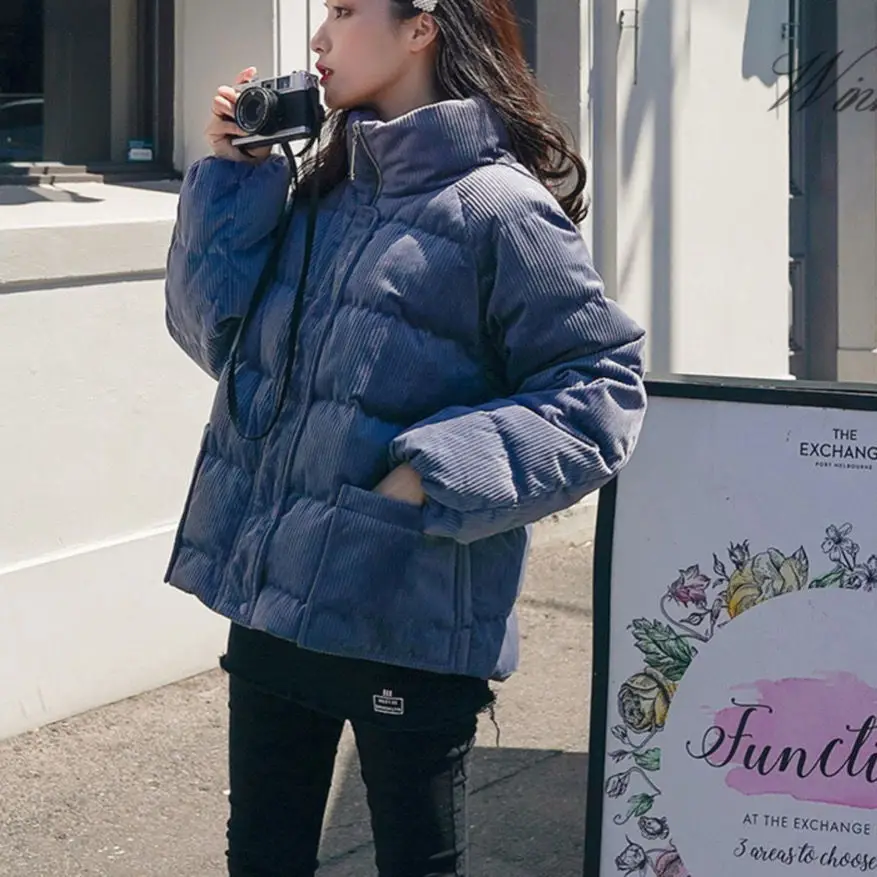 

Cotton padded jacket short bread jacket loose corduroy jacket thickened cotton padded jacket