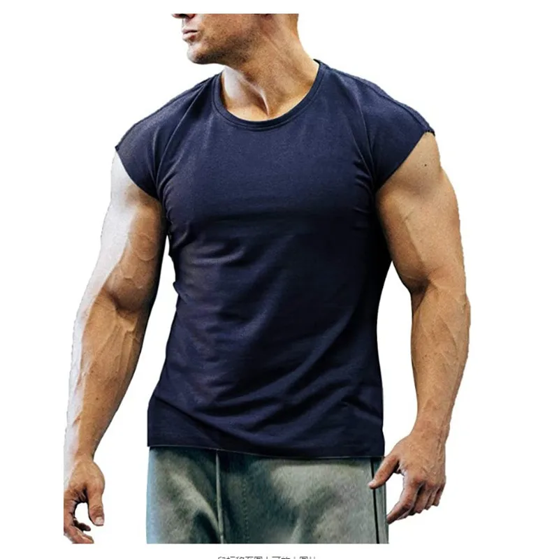 Fashion Sleeveless T-shirt Men's Summer Leisure Sports Round Neck Pullover Fitness Camisas De Hombre Gym Clothing Bodybuilding