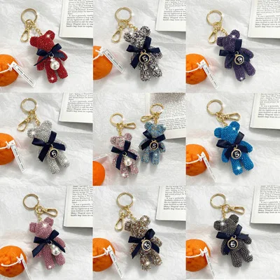 

New Ladies Diamond Number 5 Keychain Rhinestone Bear Keychain Car Keychain Pendant Fashion Jewelry Bag Decoration Small Gift