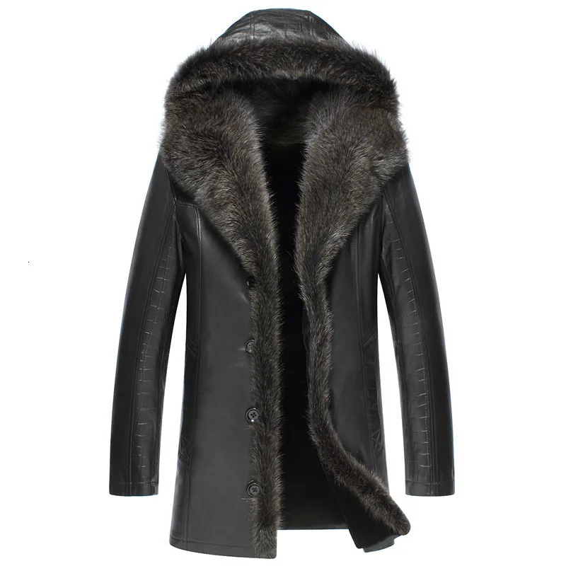 Мужская зимняя куртка из натуральной овечьей кожи с шерстяной подкладкой и