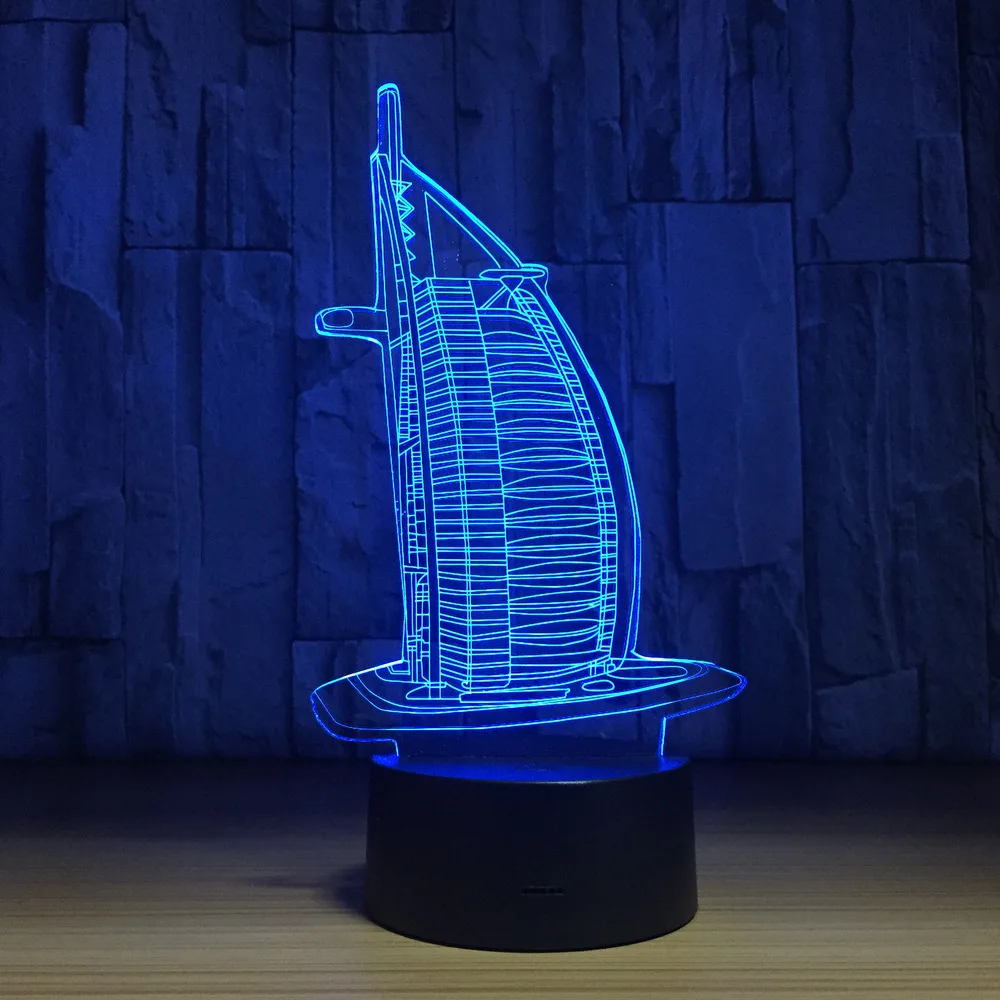 3d лампа парус 7 звезд цветные светодиодные ночники с USB кабелем|Ночники| |