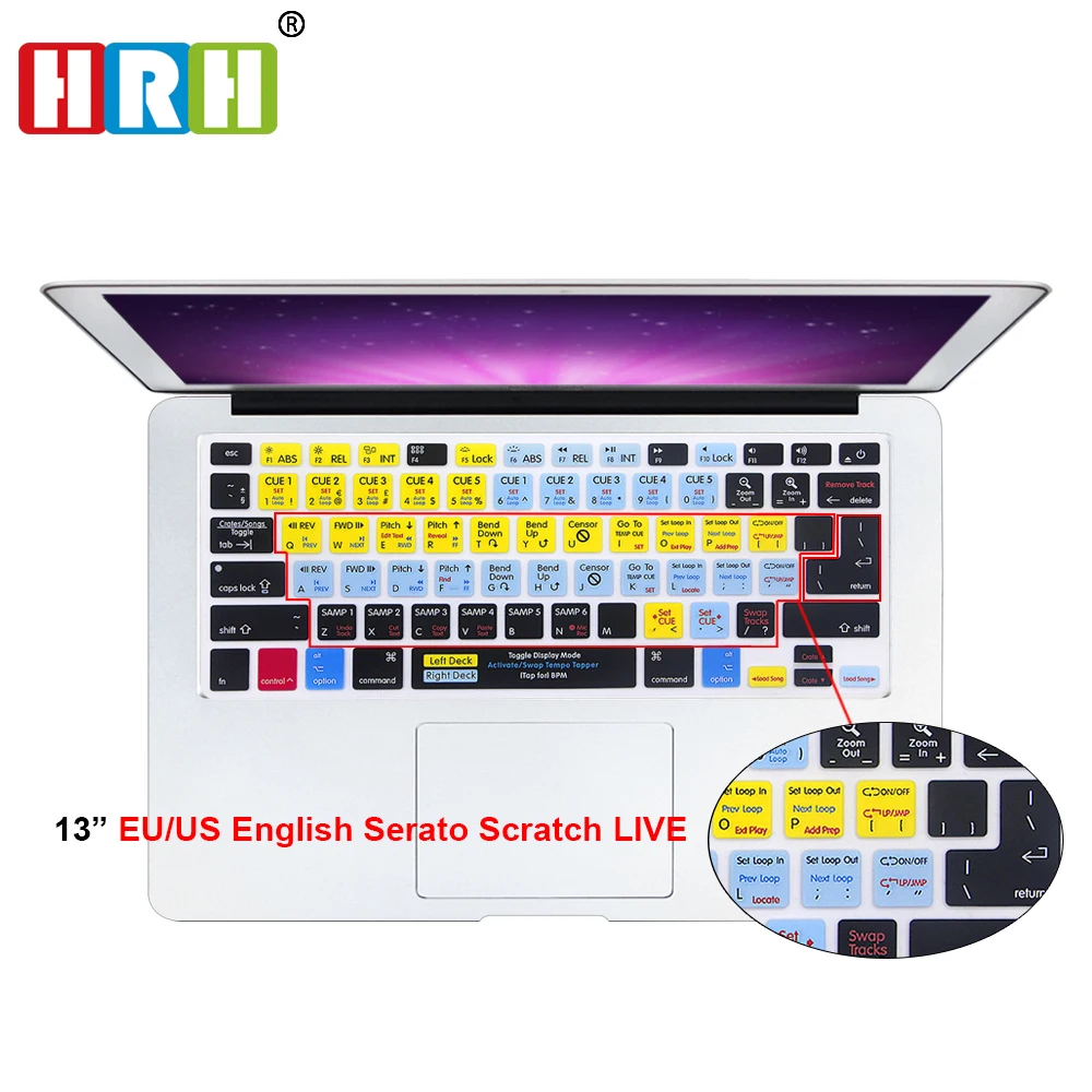 HRH Serato Scratch LIVE ярлыки Hotkey силиконовый чехол для клавиатуры Защита кожи Macbook Pro Air