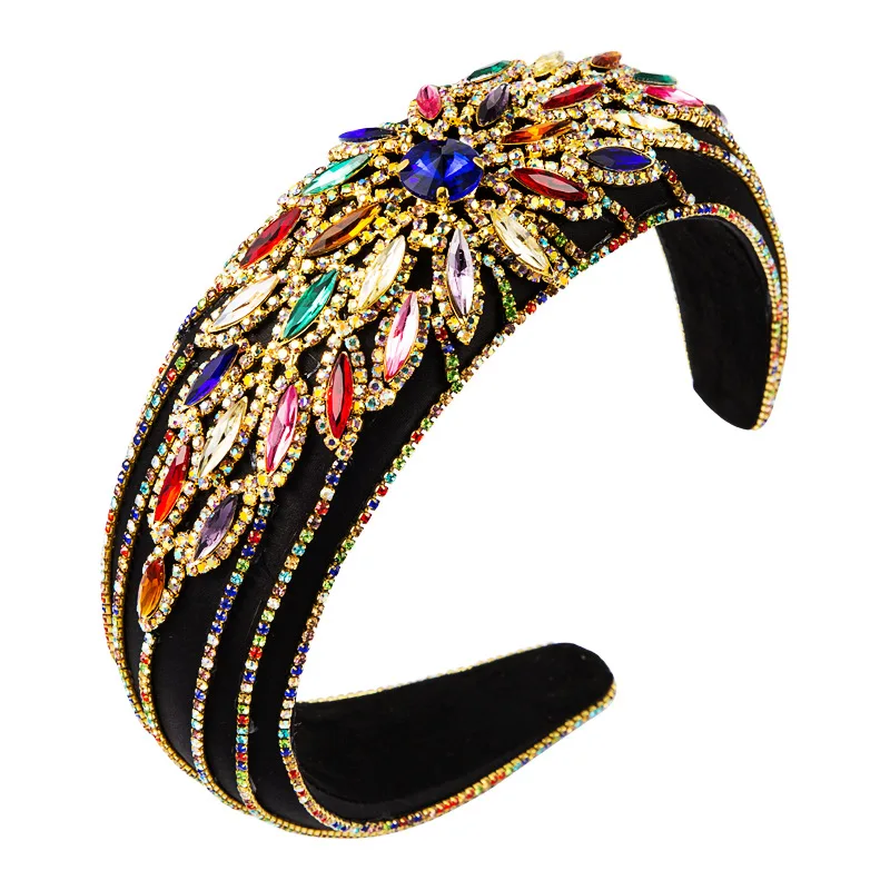 

2020 fall/winter new high-end luxury wide brim full diamond headband retro French bangs hairband exquisite hair accessories