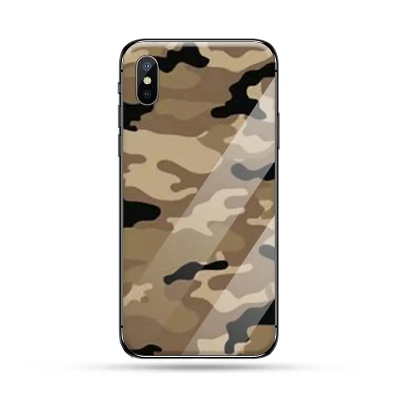 

Camouflage pattern Luxury Phone Case coque Funda shell Tempered glass For iphone 6 6S 7 8 plus X XS XR 11 12 mini PRO MAX