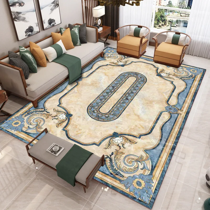 

European style luxury bedroom carpet autumn and winter washable carpet living room geometric floor mat modern printing