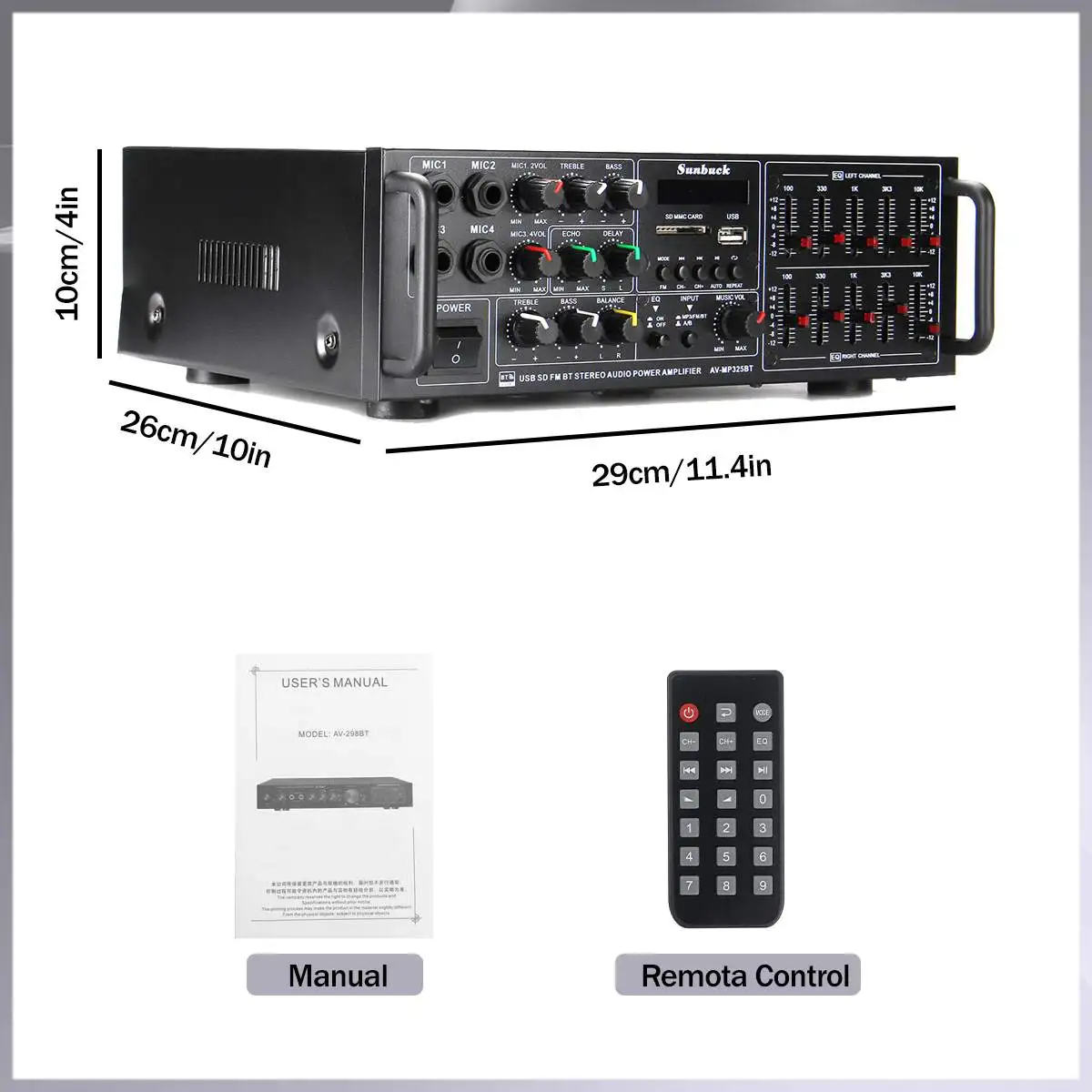 110 В 220 Вт USB SD AMP FM DVD AUX с дистанционным управлением Поддержка 4-полосного микрофона