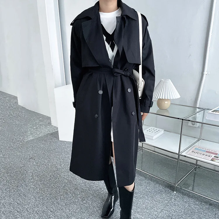

Brand famous 2021 New Double Breasted Long Trench Coat Loose comfortable Casual Windbreak S86