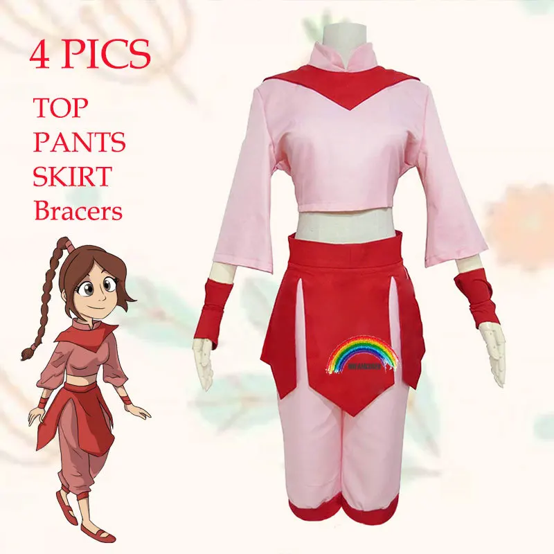 

2020 Anime Avatar The Last Airbender Ty Lee Cosplay Costume for Adult Halloween Fancy Suit Pink Dress Set Hanfu Carnival 4PICS