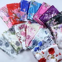 1m blooming flowers printed imitation silk satin fabrics sewing dress cheongsams dolls handmade diy material brocade fabriccloth