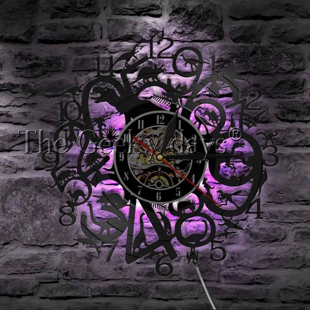 Настенные часы в стиле ретро с различными видами динозавров Т-Рекс домашний