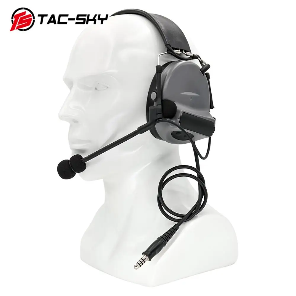 TAC-SKY tactical noise reduction shooting headset COMTAC II headset + tactical PTT U94 PTT+ARC helmet track comtac bracket  GRAY
