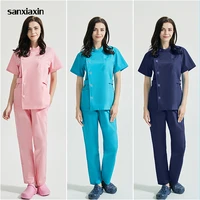 scrubs uniform suit beauty salon nursing uniform lab coat spa uniform pet shop women work clothes scrub pantssxx42005 1