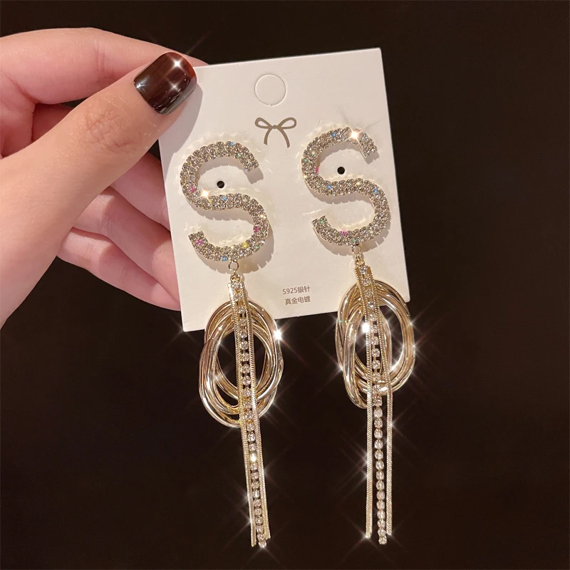 

2021 New Long Asymmetry Pendant Earrings For Women Female Simple Hypoallergenic Geometric Tassel Earrings Jewelry Accessories