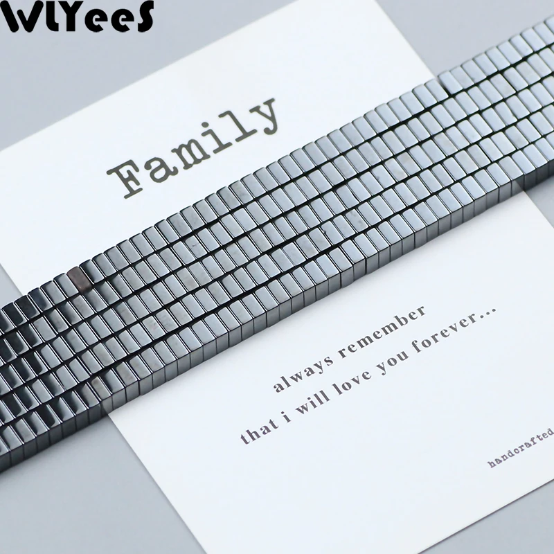 Бусины WLYeeS из натурального камня квадратные черные гематита бусины россыпью 4*4*2