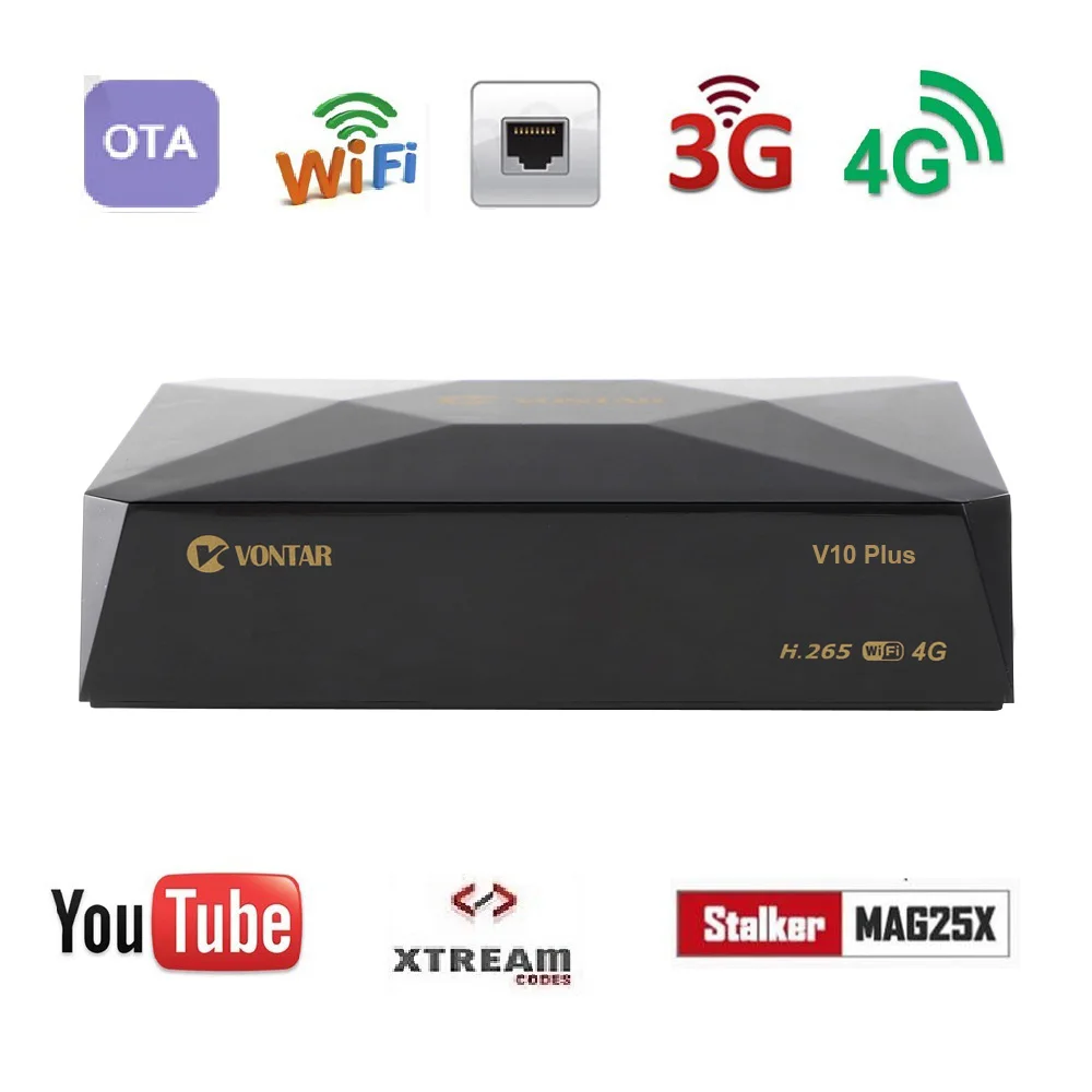 VONTAR V10 Plus DVB-S2 спутниковый ресивер 8PSK H.265 3g 4G модем CS cline Stalker Xtream Испания Португалия TP список обновление онлайн