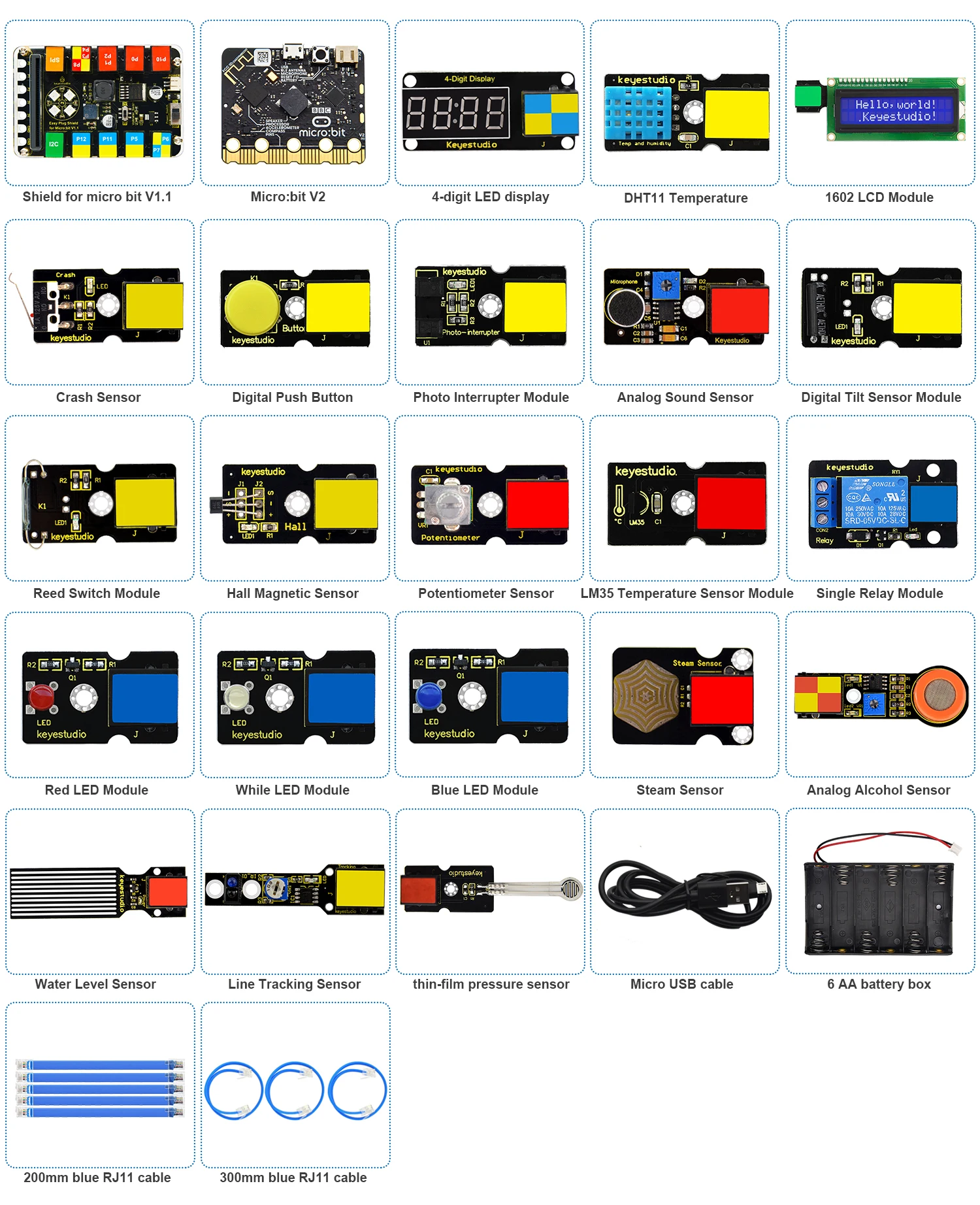 Keyestudio EASY PLUG Microbit V2 Board Super Starter Kit для BBC Micro:Bit STEM EDU Графический программируемый