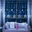Рождественская светодиодная гирлянда-занавеска со звездами, уличное и комнатное освещение для спальни, дома вечерние НКИ, свадьбы, Рамадан, Декор