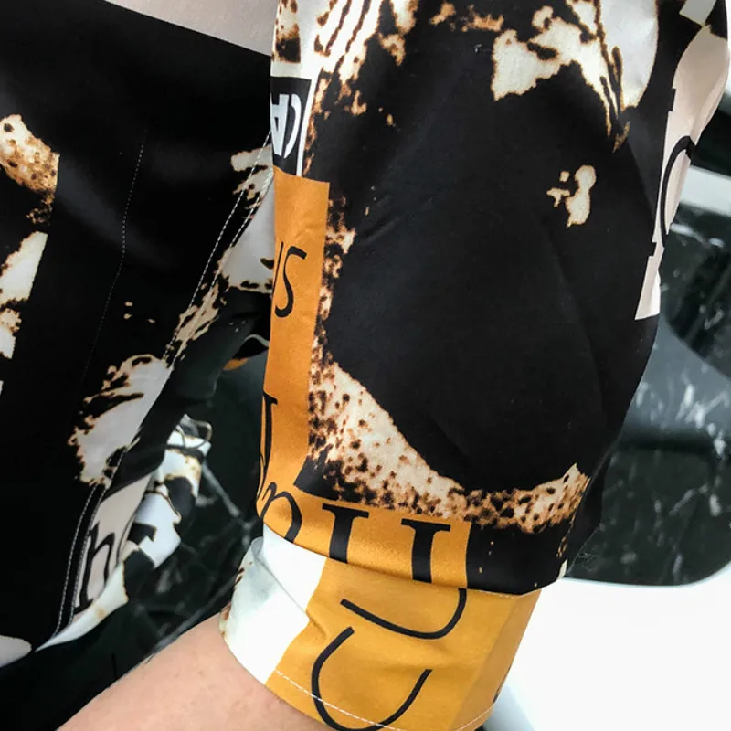 

Fashion Print Men Shirt European Style Half Sleeve Casual Dress Shirts Slim Streetwear Social Shirt Brand Tuxedo Male Clothing