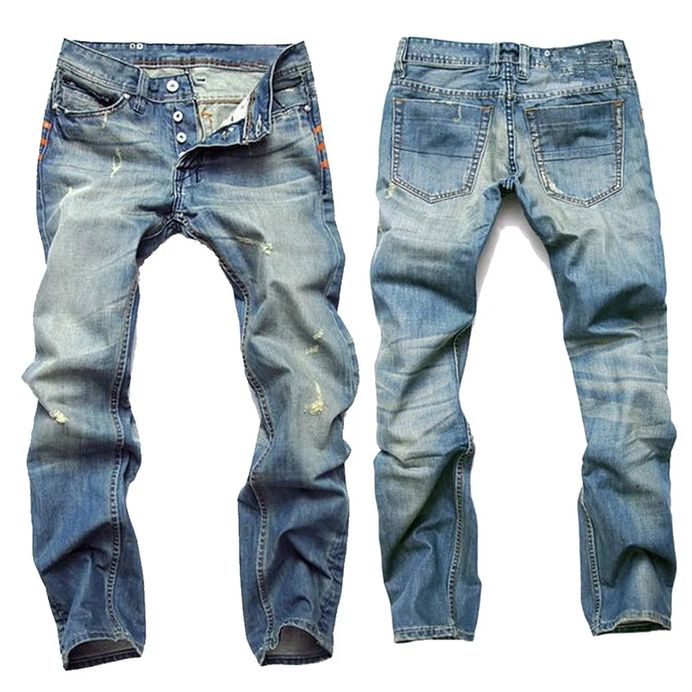 

Men's Twill Jeans, Straight Leg Skinny Jeans High Quality, Blue