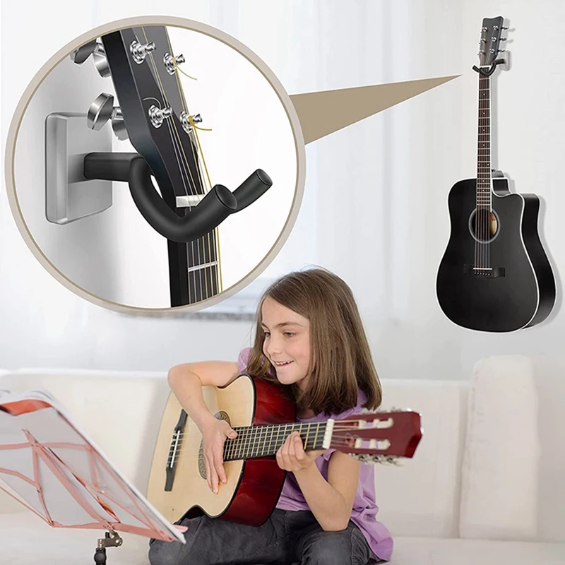 2 Pack Guitar Wall Mount Hanger With Screws Stainless Steel Stand Hook For Acoustic Electric | Спорт и развлечения