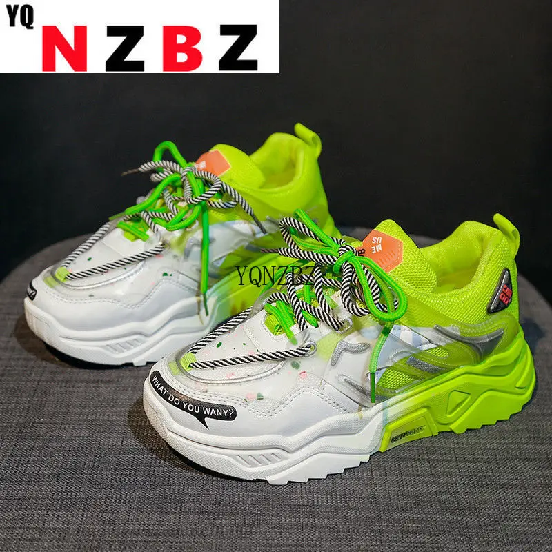 2022 New Women Shoes Comfortable Breathable Casual Shoes Autumn Women's Lace-up Color Matching Non-slip Wear-resistant Sneakers