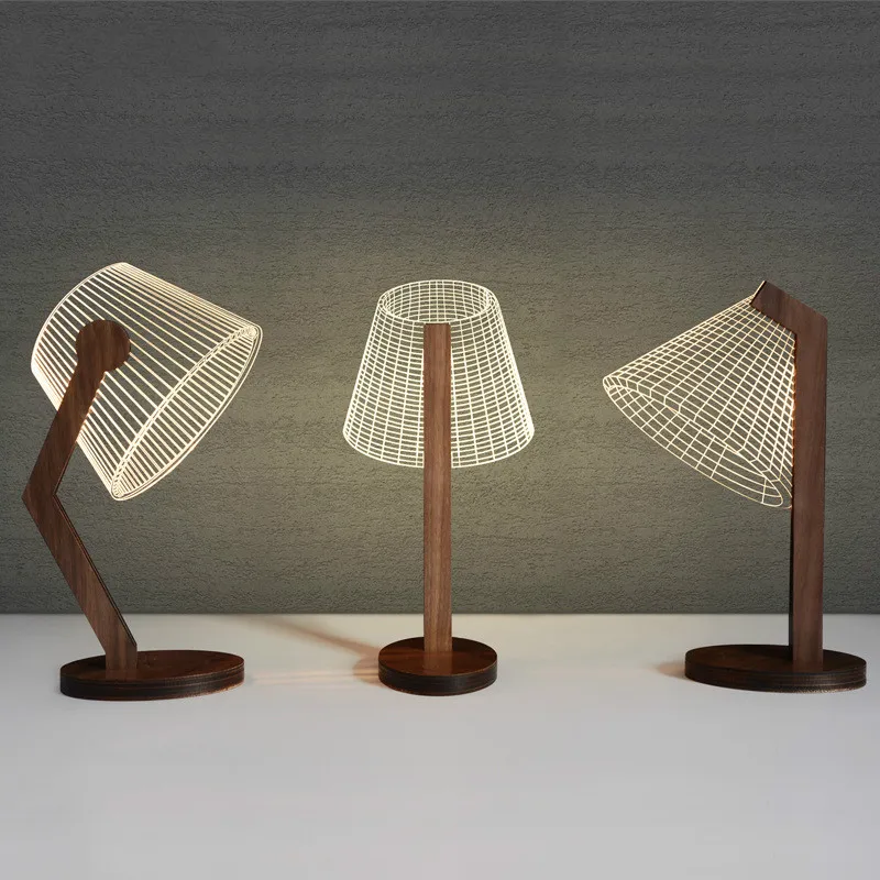 

Wooden Led 3D Table Lamp Creative Home Holiday Gift Nightlight Bedroom Bedside Lamp for Boy's Room Decorative led Table Lamp