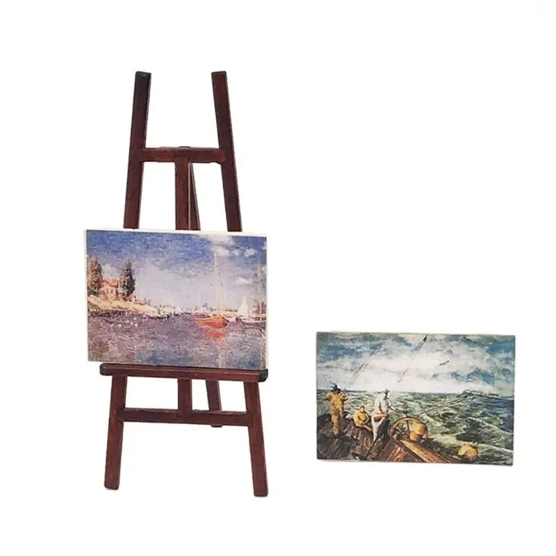 

1:12 Miniature Easel with Two paintings Dollhouse Decoration Accessories C63C