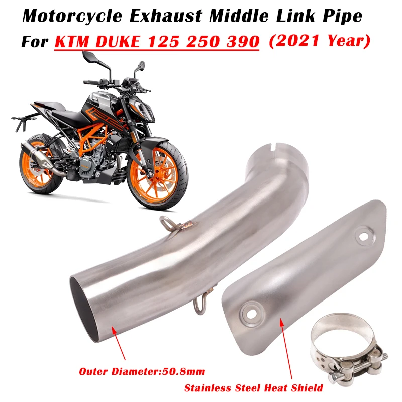 

Slip On For KTM DUKE 125 250 390 Adventure 2020 2021 Motorcycle Exhaust Escape Systems Modify Muffler Link Pipe With Heat Shield