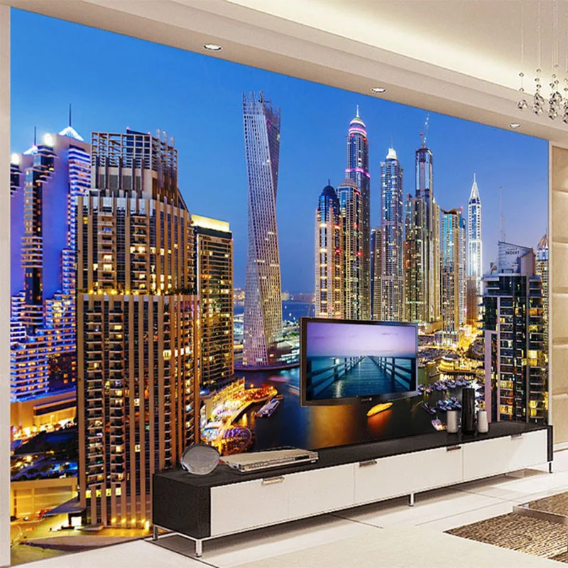 

Custom 3D Night City View Photo Mural Wallpaper Living Room KTV Bar Cafe Restaurant Backdrop Wall Covering Papel Murals