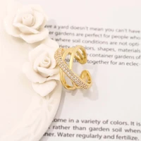 chereda irregular unique finger ring sparkling big zircon gold plated ring women dainty adjustable rings unique wedding band