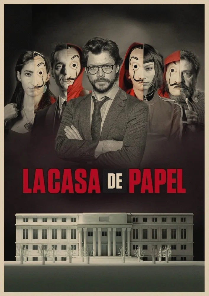 La Каса де Papel деньги Heist плакаты бумага для поделок в стиле ретро искусство стены украшения дома постер фильма - Цвет: 7