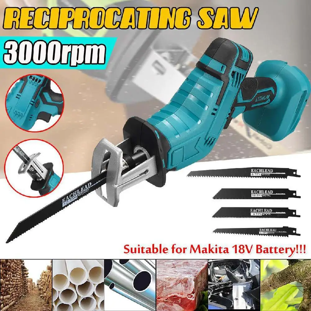 

Brushless Reciprocating Saw Cordless Electric Saw Cutting Machine Power Saws with Saw Blades for Makita 18V Battery