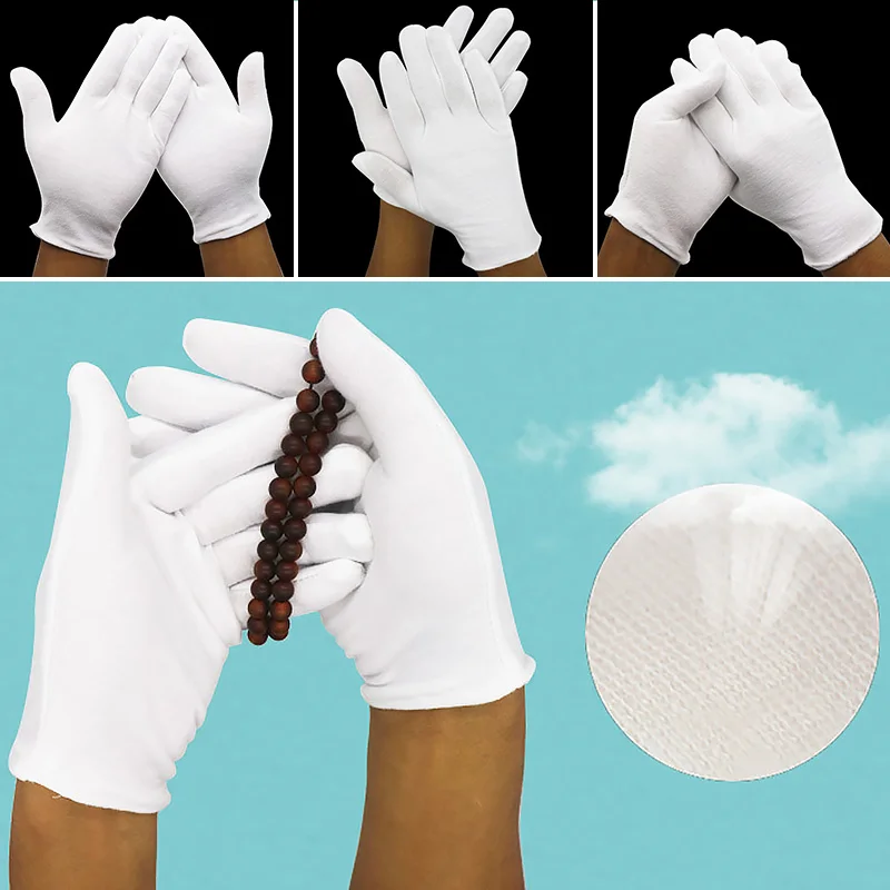 

1 Pair Of White Cotton Gloves Labor Insurance/Household Jewelry Appreciation Glove Waiter Driver Supplies House Cleaning