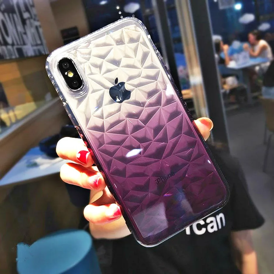 Прозрачный мягкий ТПУ чехол Crispyfish с градиентом и бриллиантами для iPhone 7 8 Plus