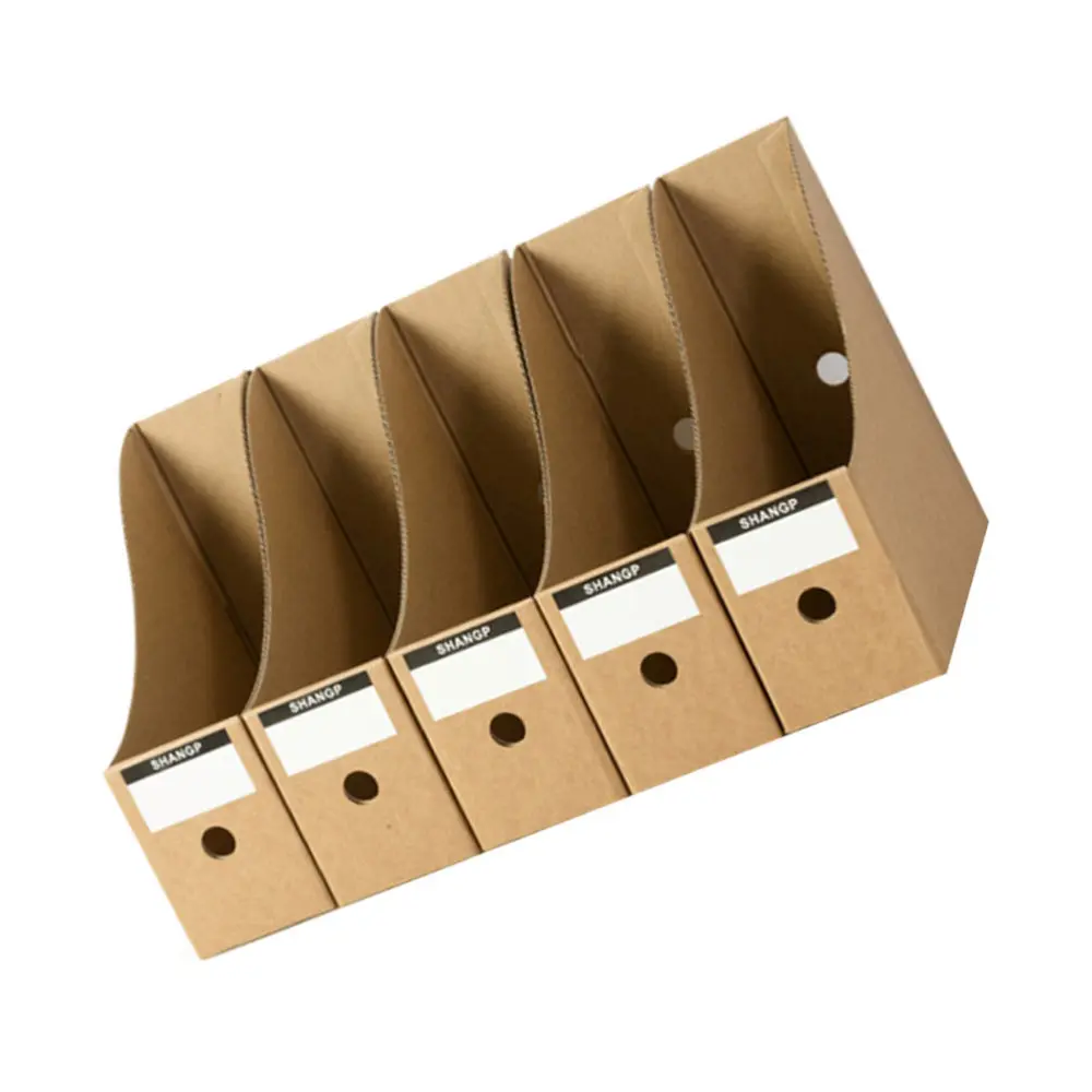 

1 Set of Students Book Stand Rack File Box Holder with Five Independent Boxes