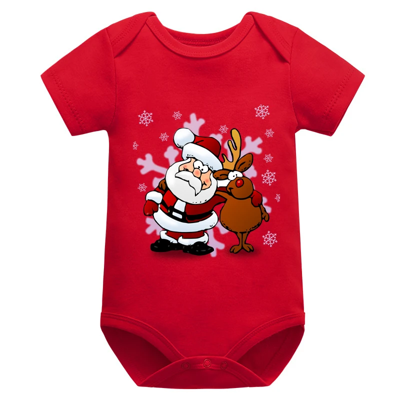 

Christmas Baby Newborn Girls Boys Red Short Sleeve Cartoon Winter Merry Christmas Santa Jumpsuit Outfit Clothes 0-24M