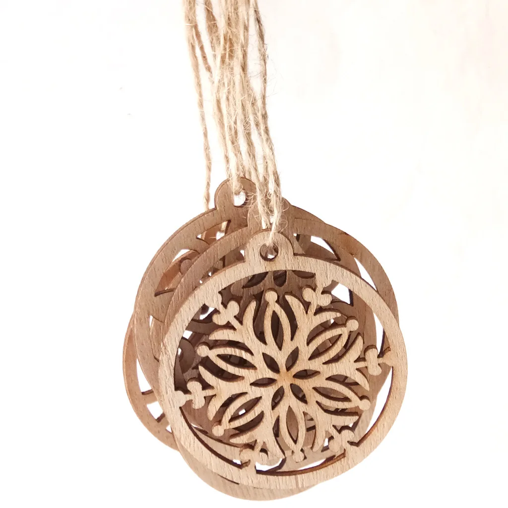 

6 шт., деревянные украшения для новогодней елки, 6,5 см х 7,1 см