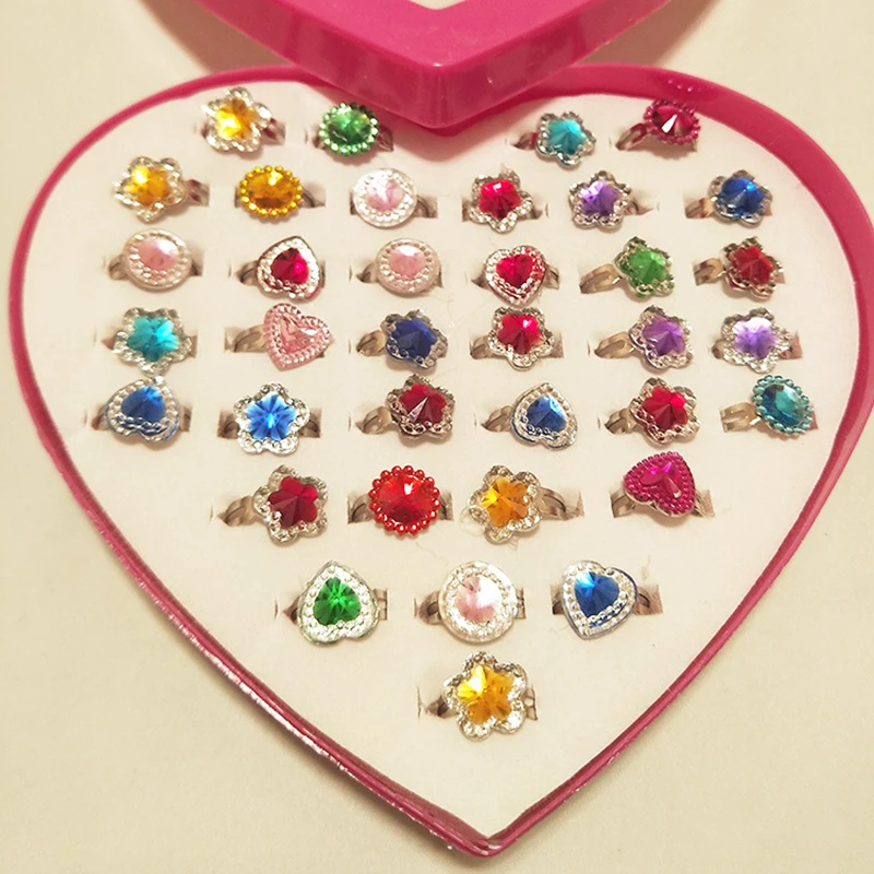 10 шт./лот Детские кольца с кристаллами игрушка кольцо в форме цветка Конфеты